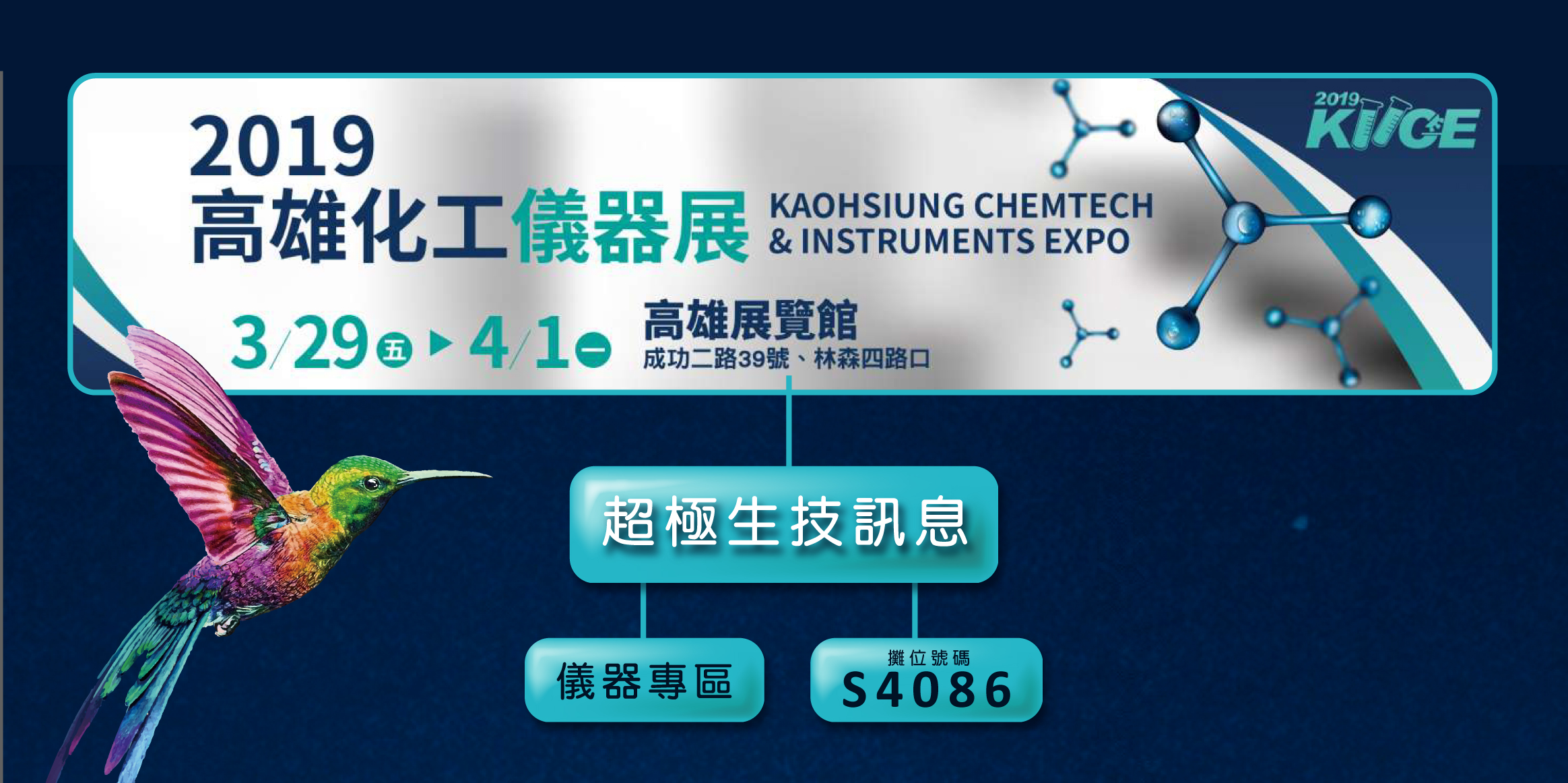 2019 高雄化工儀器展-本團隊於2019年9月26日至28日參與2019台灣國際水週，推廣超極生技的全球首創、免校正酸鹼檢測系統。 
            
